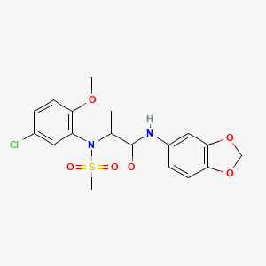 molecular formula C18H19ClN2O6S B12486012 N-1,3-benzodioxol-5-yl-N~2~-(5-chloro-2-methoxyphenyl)-N~2~-(methylsulfonyl)alaninamide 