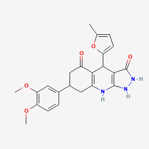 7-(3,4-dimethoxyphenyl)-4-(5-methylfuran-2-yl)-4,7,8,9-tetrahydro-1H-pyrazolo[3,4-b]quinoline-3,5(2H,6H)-dione