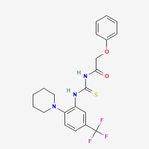 molecular formula C21H22F3N3O2S B12486043 2-phenoxy-N-{[2-(piperidin-1-yl)-5-(trifluoromethyl)phenyl]carbamothioyl}acetamide 