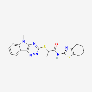 2-[(5-methyl-5H-[1,2,4]triazino[5,6-b]indol-3-yl)sulfanyl]-N-(4,5,6,7-tetrahydro-1,3-benzothiazol-2-yl)propanamide