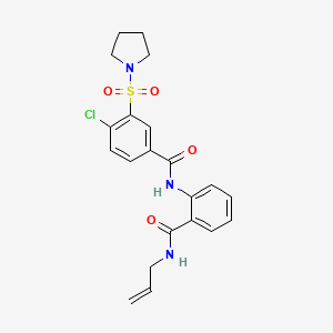 molecular formula C21H22ClN3O4S B12486107 4-chloro-N-[2-(prop-2-en-1-ylcarbamoyl)phenyl]-3-(pyrrolidin-1-ylsulfonyl)benzamide 