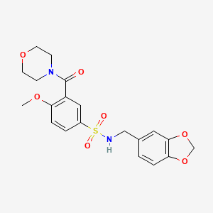 molecular formula C20H22N2O7S B12486188 N-(1,3-benzodioxol-5-ylmethyl)-4-methoxy-3-(morpholin-4-ylcarbonyl)benzenesulfonamide 