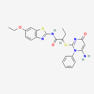 2-[(6-amino-4-oxo-1-phenyl-1,4-dihydropyrimidin-2-yl)sulfanyl]-N-(6-ethoxy-1,3-benzothiazol-2-yl)butanamide