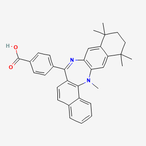 molecular formula C33H32N2O2 B1248626 4-(2,18,18,21,21-Pentamethyl-2,14-diazapentacyclo[13.8.0.03,12.04,9.017,22]tricosa-1(15),3(12),4,6,8,10,13,16,22-nonaen-13-yl)benzoic acid 