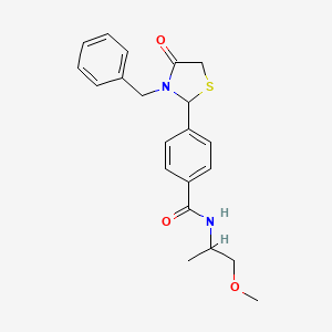 4-(3-benzyl-4-oxo-1,3-thiazolidin-2-yl)-N-(1-methoxypropan-2-yl)benzamide