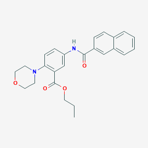 molecular formula C25H26N2O4 B12486304 Propyl 2-(morpholin-4-yl)-5-[(naphthalen-2-ylcarbonyl)amino]benzoate 