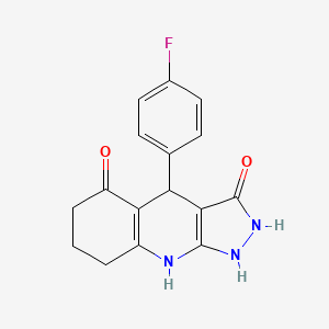 molecular formula C16H14FN3O2 B12486374 4-(4-fluorophenyl)-3-hydroxy-1,4,6,7,8,9-hexahydro-5H-pyrazolo[3,4-b]quinolin-5-one 