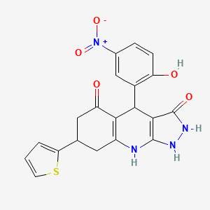 3-hydroxy-4-(2-hydroxy-5-nitrophenyl)-7-(thiophen-2-yl)-1,4,6,7,8,9-hexahydro-5H-pyrazolo[3,4-b]quinolin-5-one