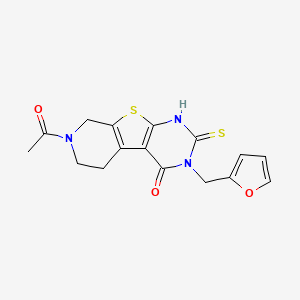 11-acetyl-4-(furan-2-ylmethyl)-5-sulfanylidene-8-thia-4,6,11-triazatricyclo[7.4.0.02,7]trideca-1(9),2(7)-dien-3-one