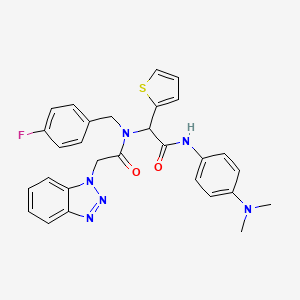 molecular formula C29H27FN6O2S B12486413 2-(1H-benzotriazol-1-yl)-N-[2-{[4-(dimethylamino)phenyl]amino}-2-oxo-1-(thiophen-2-yl)ethyl]-N-(4-fluorobenzyl)acetamide 