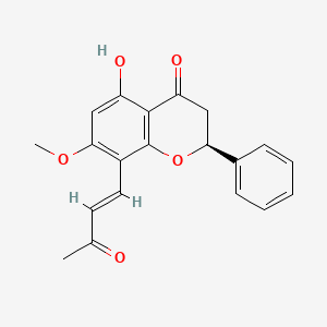 molecular formula C20H18O5 B1248643 (2S)-5-hydroxy-7-methoxy-8-[(E)-3-oxo-1-butenyl]flavanone 