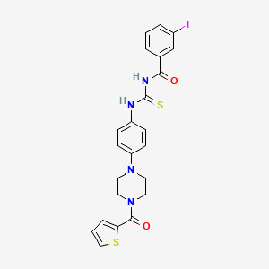 molecular formula C23H21IN4O2S2 B12486437 3-iodo-N-({4-[4-(thiophen-2-ylcarbonyl)piperazin-1-yl]phenyl}carbamothioyl)benzamide 