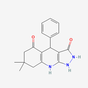 molecular formula C18H19N3O2 B12486444 3-hydroxy-7,7-dimethyl-4-phenyl-1,4,6,7,8,9-hexahydro-5H-pyrazolo[3,4-b]quinolin-5-one 