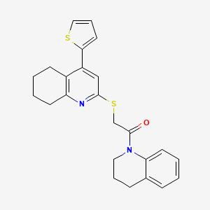 molecular formula C24H24N2OS2 B12486515 1-(3,4-dihydroquinolin-1(2H)-yl)-2-{[4-(thiophen-2-yl)-5,6,7,8-tetrahydroquinolin-2-yl]sulfanyl}ethanone 