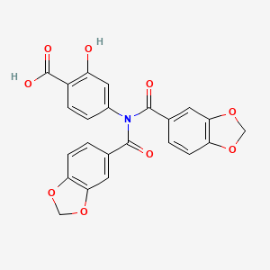 molecular formula C23H15NO9 B12486581 4-[Bis(1,3-benzodioxol-5-ylcarbonyl)amino]-2-hydroxybenzoic acid 