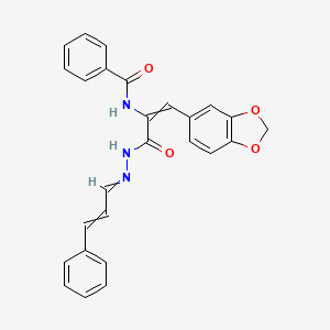 N-[1-(1,3-benzodioxol-5-yl)-3-(2-cinnamylidenehydrazinyl)-3-oxoprop-1-en-2-yl]benzamide