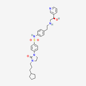 molecular formula C32H41N5O4S B1248660 N-[4-[2-[[(R)-2-Hydroxy-2-(3-pyridinyl)ethyl]amino]ethyl]phenyl]-4-[2-oxo-3-(3-cyclopentylpropyl)-1-imidazolidinyl]benzenesulfonamide 