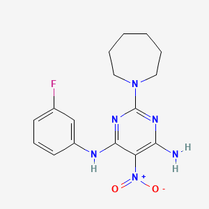 2-(azepan-1-yl)-N-(3-fluorophenyl)-5-nitropyrimidine-4,6-diamine