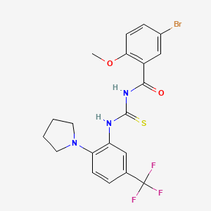 molecular formula C20H19BrF3N3O2S B12486621 5-bromo-2-methoxy-N-{[2-(pyrrolidin-1-yl)-5-(trifluoromethyl)phenyl]carbamothioyl}benzamide 