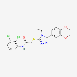 molecular formula C20H18Cl2N4O3S B12486624 N-(2,3-dichlorophenyl)-2-{[5-(2,3-dihydro-1,4-benzodioxin-6-yl)-4-ethyl-4H-1,2,4-triazol-3-yl]sulfanyl}acetamide 