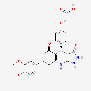 molecular formula C26H25N3O7 B12486632 4-[(4S,7S)-7-(3,4-dimethoxyphenyl)-3,5-dioxo-1H,2H,4H,6H,7H,8H,9H-pyrazolo[3,4-b]quinolin-4-yl]phenoxyacetic acid 