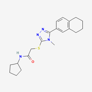 molecular formula C20H26N4OS B12486640 N-cyclopentyl-2-{[4-methyl-5-(5,6,7,8-tetrahydronaphthalen-2-yl)-4H-1,2,4-triazol-3-yl]sulfanyl}acetamide 