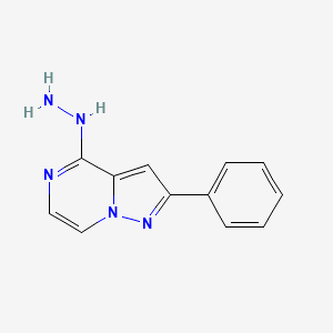 molecular formula C12H11N5 B12486761 4-Hydrazinyl-2-phenylpyrazolo[1,5-a]pyrazine 