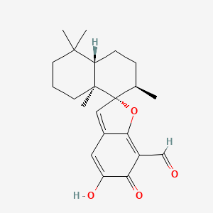molecular formula C22H28O4 B1248683 (2R,4'aS,7'R,8'aS)-5-hydroxy-4',4',7',8'a-tetramethyl-6-oxospiro[1-benzofuran-2,8'-2,3,4a,5,6,7-hexahydro-1H-naphthalene]-7-carbaldehyde 