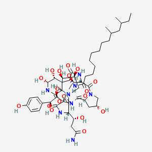 molecular formula C50H80N8O18 B1248688 N-[(3S,6S,9S,11R,15S,18R,20R,21R,24S,25R,26S)-3-[(1R)-3-amino-1-hydroxy-3-oxopropyl]-6-[(1S,2S)-1,2-dihydroxy-2-(4-hydroxyphenyl)ethyl]-11,20,21,25,26-pentahydroxy-15-[(1R)-1-hydroxyethyl]-2,5,8,14,17,23-hexaoxo-1,4,7,13,16,22-hexazatricyclo[22.3.0.09,13]heptacosan-18-yl]-10,12-dimethyltetradecanamide 