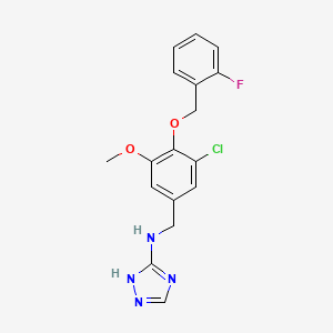 molecular formula C17H16ClFN4O2 B12486901 N-{3-chloro-4-[(2-fluorobenzyl)oxy]-5-methoxybenzyl}-1H-1,2,4-triazol-3-amine 