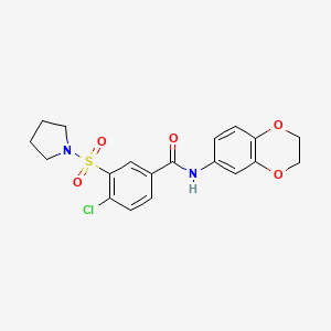 4-chloro-N-(2,3-dihydro-1,4-benzodioxin-6-yl)-3-(pyrrolidin-1-ylsulfonyl)benzamide