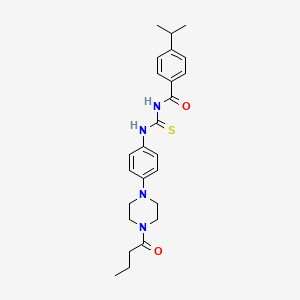 N-{[4-(4-butanoylpiperazin-1-yl)phenyl]carbamothioyl}-4-(propan-2-yl)benzamide