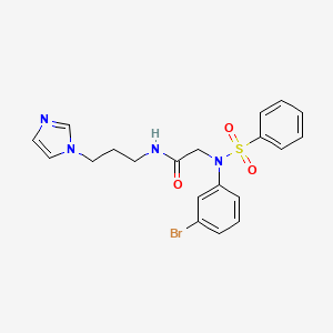 molecular formula C20H21BrN4O3S B12486988 N~2~-(3-bromophenyl)-N-[3-(1H-imidazol-1-yl)propyl]-N~2~-(phenylsulfonyl)glycinamide 