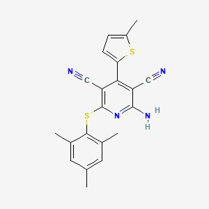 2-Amino-4-(5-methylthiophen-2-yl)-6-[(2,4,6-trimethylphenyl)sulfanyl]pyridine-3,5-dicarbonitrile