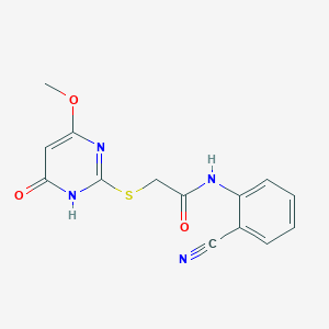 molecular formula C14H12N4O3S B12487003 N-(2-cyanophenyl)-2-[(4-methoxy-6-oxo-1,6-dihydropyrimidin-2-yl)sulfanyl]acetamide 