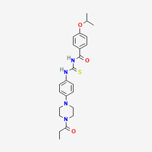 N-{[4-(4-propanoylpiperazin-1-yl)phenyl]carbamothioyl}-4-(propan-2-yloxy)benzamide