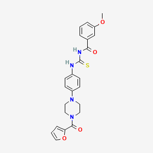 molecular formula C24H24N4O4S B12487026 N-({4-[4-(furan-2-ylcarbonyl)piperazin-1-yl]phenyl}carbamothioyl)-3-methoxybenzamide 