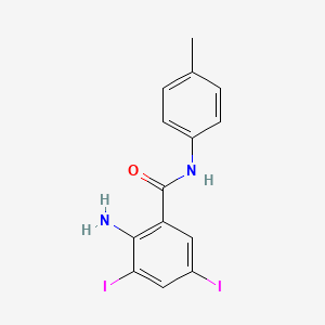 molecular formula C14H12I2N2O B12487049 2-amino-3,5-diiodo-N-(4-methylphenyl)benzamide 