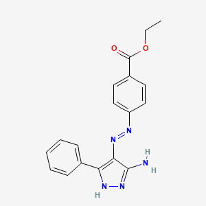 molecular formula C18H17N5O2 B12487066 ethyl 4-[2-(3-amino-5-phenyl-2H-pyrazol-4-yl)diazen-1-yl]benzoate 