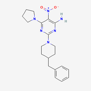 2-(4-Benzylpiperidin-1-yl)-5-nitro-6-(pyrrolidin-1-yl)pyrimidin-4-amine