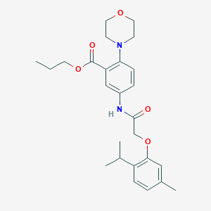 Propyl 5-({[5-methyl-2-(propan-2-yl)phenoxy]acetyl}amino)-2-(morpholin-4-yl)benzoate