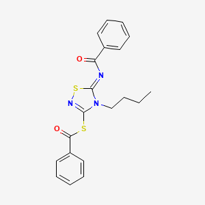 N-[(5E)-3-(benzoylsulfanyl)-4-butyl-1,2,4-thiadiazol-5-ylidene]benzamide