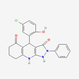 molecular formula C22H18ClN3O3 B12487347 4-(5-chloro-2-hydroxyphenyl)-2-phenyl-4,7,8,9-tetrahydro-1H-pyrazolo[3,4-b]quinoline-3,5(2H,6H)-dione 