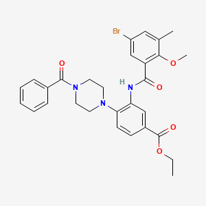 Ethyl 3-{[(5-bromo-2-methoxy-3-methylphenyl)carbonyl]amino}-4-[4-(phenylcarbonyl)piperazin-1-yl]benzoate