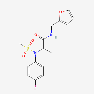 molecular formula C15H17FN2O4S B12487388 N~2~-(4-fluorophenyl)-N-(furan-2-ylmethyl)-N~2~-(methylsulfonyl)alaninamide 