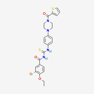 molecular formula C25H25BrN4O3S2 B12487419 3-bromo-4-ethoxy-N-({4-[4-(thiophen-2-ylcarbonyl)piperazin-1-yl]phenyl}carbamothioyl)benzamide 