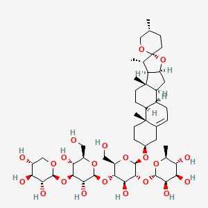molecular formula C50H80O21 B1248742 (2S,3R,4R,5R,6S)-2-[(2R,3R,4S,5S,6R)-5-[(2S,3R,4S,5R,6R)-3,5-dihydroxy-6-(hydroxymethyl)-4-[(2S,3R,4S,5R)-3,4,5-trihydroxyoxan-2-yl]oxyoxan-2-yl]oxy-4-hydroxy-6-(hydroxymethyl)-2-[(1S,2S,4S,5'R,6R,7S,8R,9S,12S,13R,16S)-5',7,9,13-tetramethylspiro[5-oxapentacyclo[10.8.0.02,9.04,8.013,18]icos-18-ene-6,2'-oxane]-16-yl]oxyoxan-3-yl]oxy-6-methyloxane-3,4,5-triol 