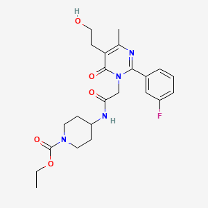 ethyl 4-({[2-(3-fluorophenyl)-5-(2-hydroxyethyl)-4-methyl-6-oxopyrimidin-1(6H)-yl]acetyl}amino)piperidine-1-carboxylate