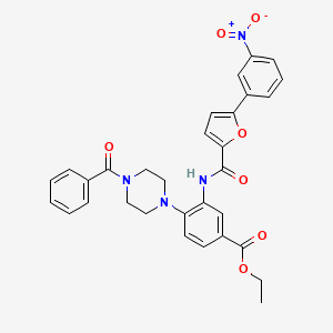 molecular formula C31H28N4O7 B12487485 Ethyl 3-({[5-(3-nitrophenyl)furan-2-yl]carbonyl}amino)-4-[4-(phenylcarbonyl)piperazin-1-yl]benzoate 