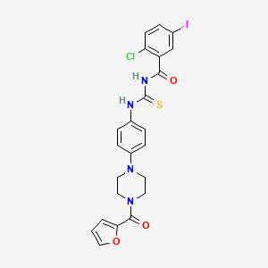 molecular formula C23H20ClIN4O3S B12487511 2-chloro-N-({4-[4-(furan-2-ylcarbonyl)piperazin-1-yl]phenyl}carbamothioyl)-5-iodobenzamide 